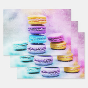 Feuille De Papier Cadeau Photo de macarons colorés et délicieux