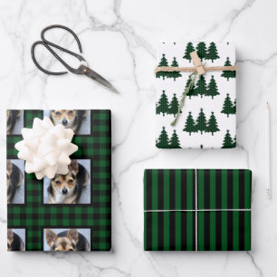 Feuille De Papier Cadeau Photo de Noël avec motif à carreaux de buffle pour