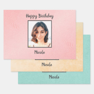 Feuille De Papier Cadeau Photo Et Monogramme