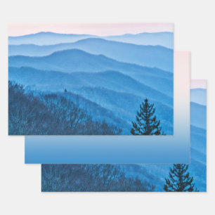 Feuille De Papier Cadeau Photo Gap Sunrise Blue & Pink Ridges