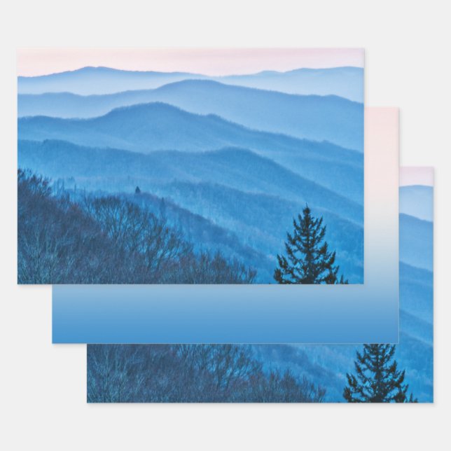 Feuille De Papier Cadeau Photo Gap Sunrise Blue & Pink Ridges (Lot)