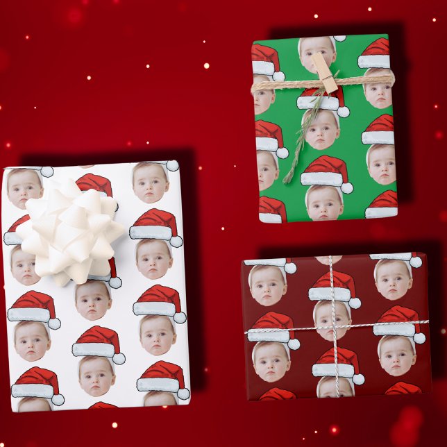 Feuille De Papier Cadeau Photo sur mesure Santa Hat Noël (Créateur téléchargé)