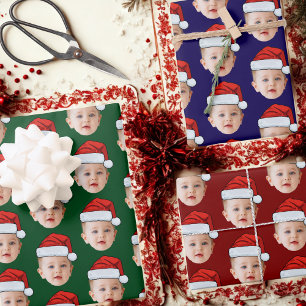 Feuille De Papier Cadeau Photo Tête de bébé personnalisée Photo Santa Hat X