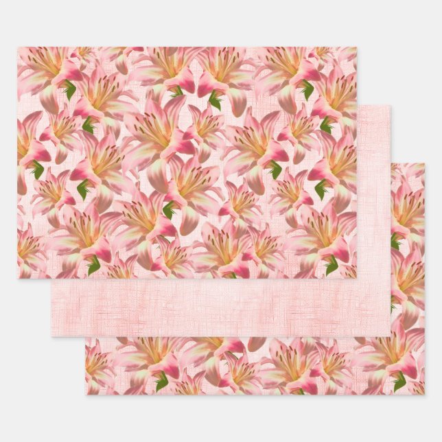 Feuille De Papier Cadeau Photos de la florale Motif de Pâques rose (Lot)
