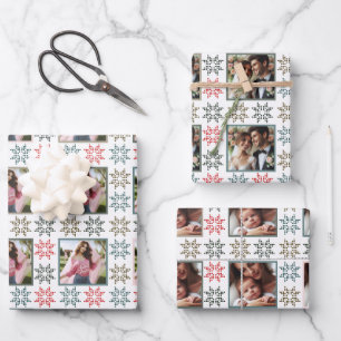 Feuille De Papier Cadeau Photos Personnalisés Élégants et Poinsettia de Fêt