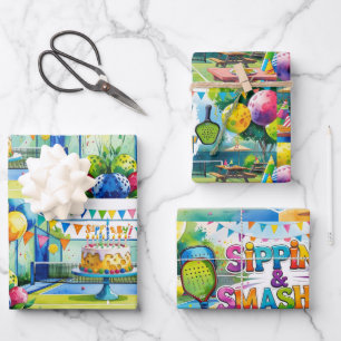 Feuille De Papier Cadeau Pickleball Anniversaire thème