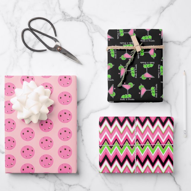 Feuille De Papier Cadeau Pickleball Cosmo Cocktail Dinks & Drinks (Recto)