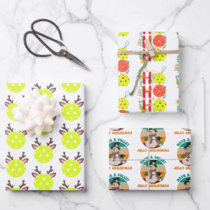 Feuille De Papier Cadeau Pickleball inspiré Noël
