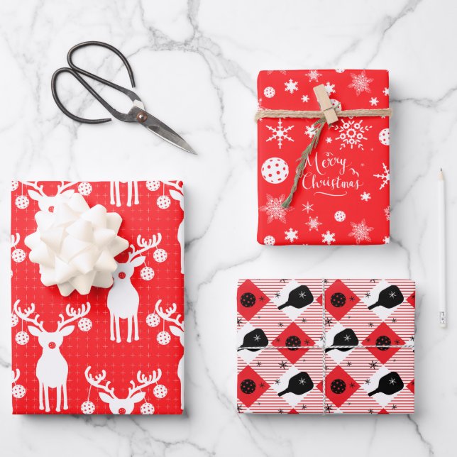 Feuille De Papier Cadeau 😍 Pickleball 🎄 Joyeux Noël (Recto)