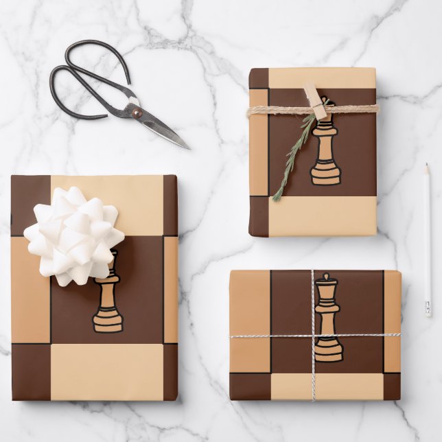 Feuille De Papier Cadeau Pièces de plateau d'échecs (Recto)