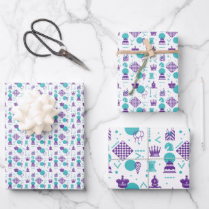 Feuille De Papier Cadeau Pièces du joueur d'échecs - Motif d'art de fête
