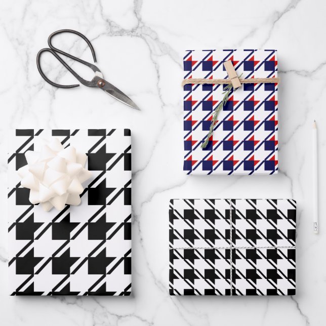 Feuille De Papier Cadeau Pied de fond blanc bleu noir (Recto)