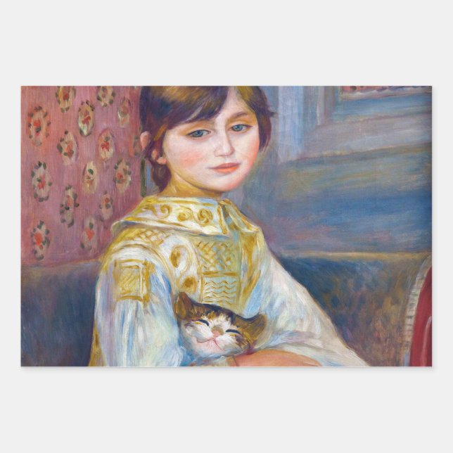Feuille De Papier Cadeau Pierre-Auguste Renoir - Enfant avec chat (Devant)