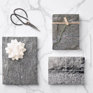 Feuille De Papier Cadeau Pierre noire et gris Variété 