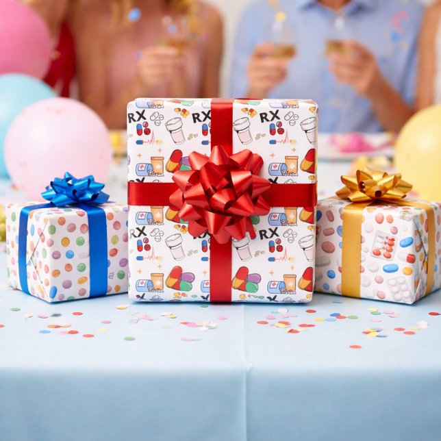 Feuille De Papier Cadeau Pills Capsule Medicine Pharmacist Med Student Gift (Créateur téléchargé)