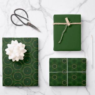 Feuille De Papier Cadeau Pine chic Vert et or Noël décoratif