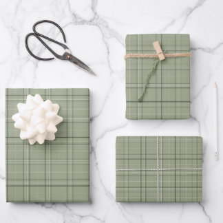 Feuille De Papier Cadeau Pine Deer Plaid - vert sauge tartan cabincore.