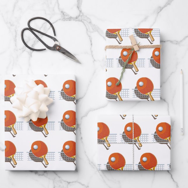 Feuille De Papier Cadeau Ping Pong (Recto)