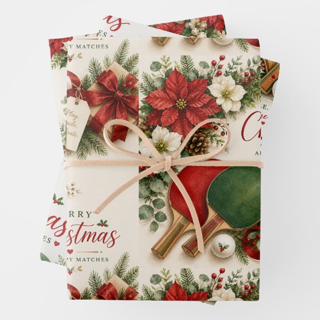 Feuille De Papier Cadeau Ping pong thème de Noël  (En situation)