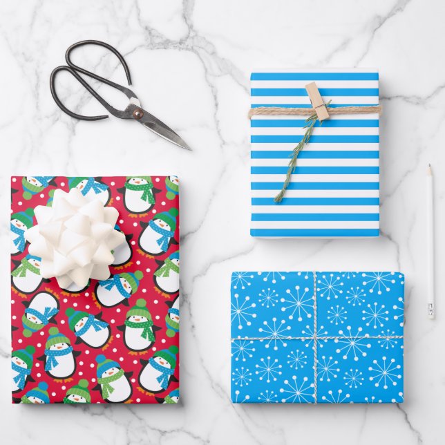 Feuille De Papier Cadeau Pingouin (Recto)