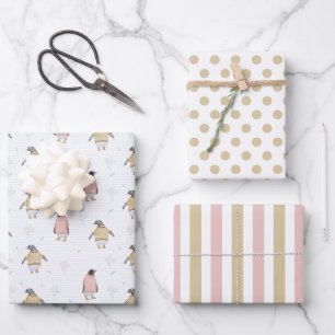 Feuille De Papier Cadeau Pingouin dans les pulvérisateurs Enveloppement de