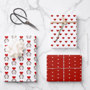 Feuille De Papier Cadeau Pingouins Valentines