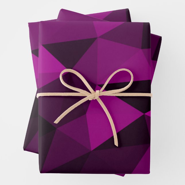 Feuille De Papier Cadeau Pink black geometric mesh pattern (En situation)