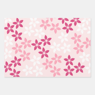 Feuille De Papier Cadeau Pink Blanc Jaune Purple Motif Floral