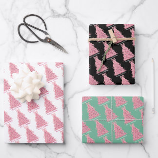 Feuille De Papier Cadeau Pink Bow Pink Christmas Tree