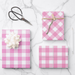 Feuille De Papier Cadeau Pink En vichy Plaid Anniversaire