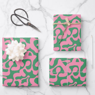 Feuille De Papier Cadeau Pink et vert Abstrait moderne Scala Motif média