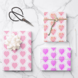 Feuille De Papier Cadeau Pink Heart Polka Dot Motif Abstrait