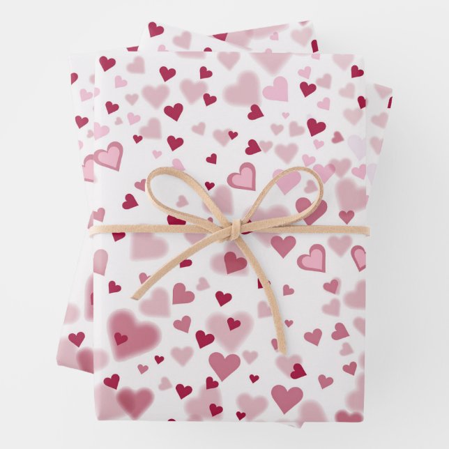 Feuille De Papier Cadeau  Pink Lovely Hearts Pattern  (En situation)