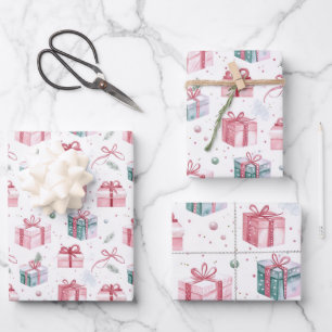 Feuille De Papier Cadeau Pink Noël Vintage Cadeaux Forfaits