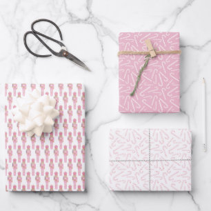 Feuille De Papier Cadeau Pink Nutcracker Sucres de canne Noël