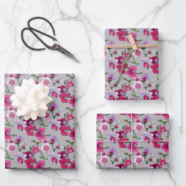 Feuille De Papier Cadeau Pink Orchids (Recto)