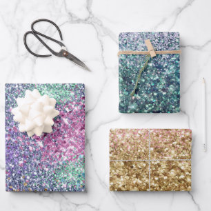 Feuille De Papier Cadeau Pink Purple Aqua Mint Gold Unicorn Sparkle