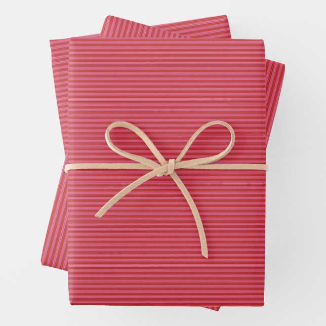 Feuille De Papier Cadeau Pink red merry bright stripe Christmas (En situation)