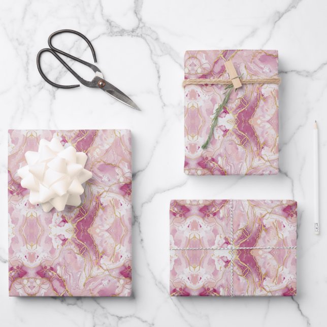 Feuille De Papier Cadeau Pink Rose Quartz Marble (Recto)