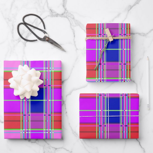 Feuille De Papier Cadeau Pink tartan Fabric Pattern Cloth Madras (Recto)