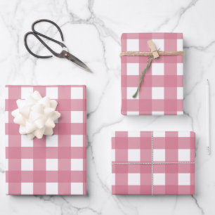 Feuille De Papier Cadeau Pink White En vichy Vérifier Plat