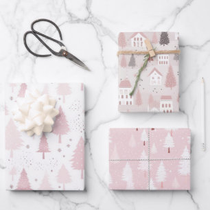 Feuille De Papier Cadeau Pins dans des tons de terre roses