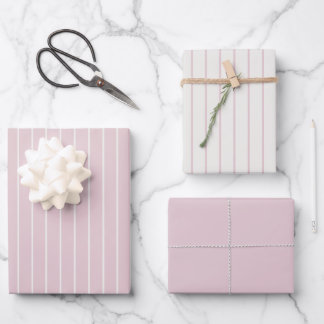 Feuille De Papier Cadeau Pinstripe Rose Poussiéreux - Minimaliste Classique