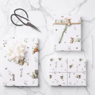 Feuille De Papier Cadeau Pique-nique de Woodland Baby shower Animaux fore