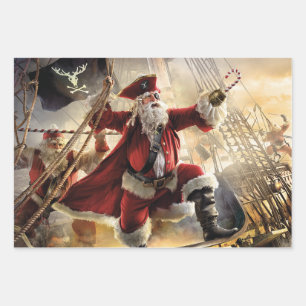 Feuille De Papier Cadeau Pirate Père Noël