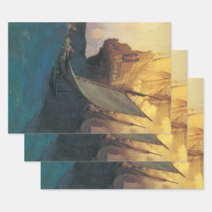 Feuille De Papier Cadeau Pirate Vintage, Attaque d'un galion par Howard Pyl