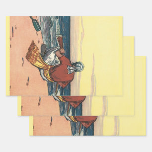 Feuille De Papier Cadeau Pirates Vintage, Naufragés sur une Île Déserte