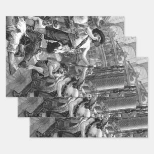 Feuille De Papier Cadeau Pirates vintages Lutte et boisson sur le navire