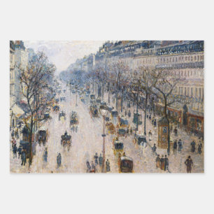 Feuille De Papier Cadeau Pissarro - Boulevard Montmartre, Matin d'hiver