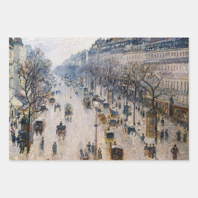 Feuille De Papier Cadeau Pissarro - Boulevard Montmartre, Matin d'hiver (Devant)